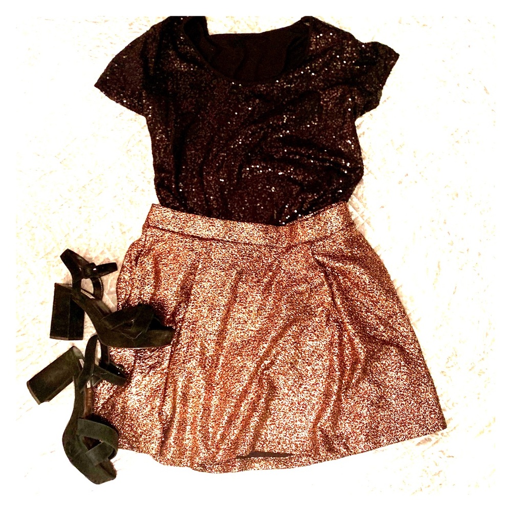 Torrid Glam Gold Foil Skater Skirt
